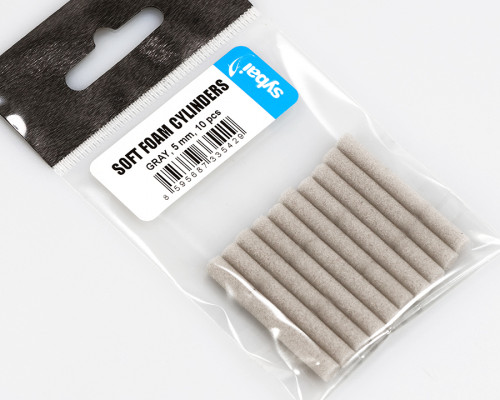 Soft Foam Cylinders, Gray, 5 mm